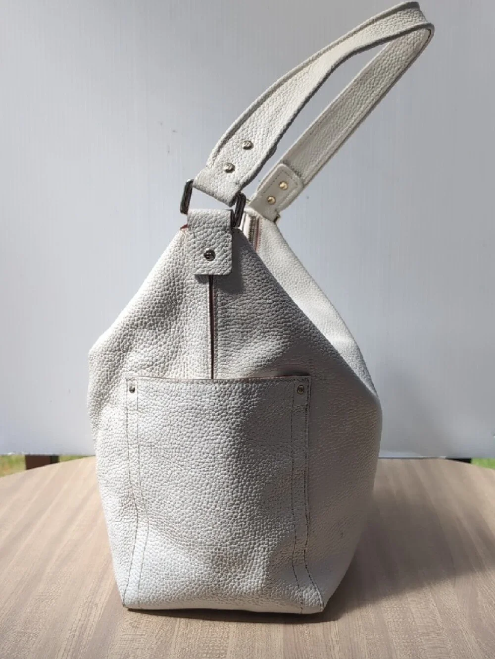 Kate Spade Off-White Pebbled Leather Hobo Shoulder Bag